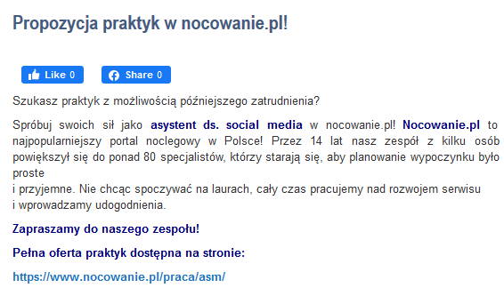 odnośnik na portalach typu praca i kariera
