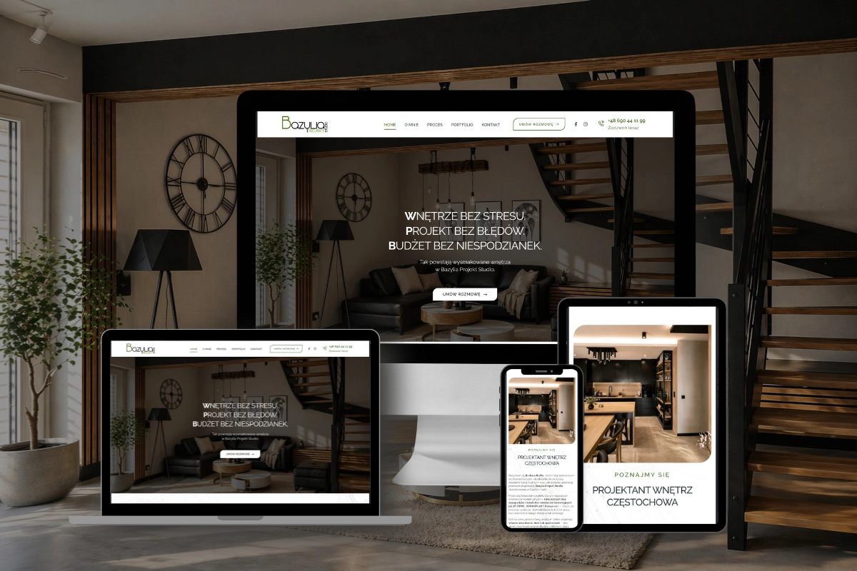 Mockup strony Bazylia Projekt Studio